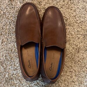 Clarks Men's Tan Leather Slip-On Loafers